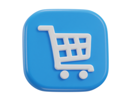 3d shopping cart icon illustration png