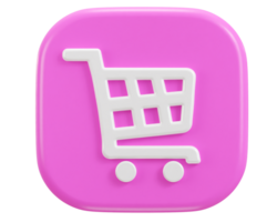 3d shopping cart icon illustration png