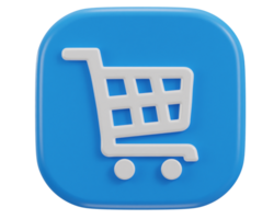 3d shopping cart icon illustration png