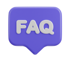 3d toespraak bubbel met FAQ icoon illustratie png