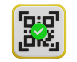 qr code scanning payment verification qr code 3d icon png