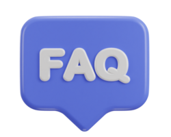 3d Tal bubbla med faq ikon illustration png