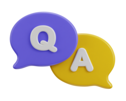 3d speech bubble Q and A icon illustration png