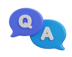 3d speech bubble Q and A icon illustration png