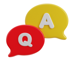3d speech bubble Q and A icon illustration png