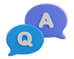 3d speech bubble Q and A icon illustration png