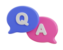 3d speech bubble Q and A icon illustration png