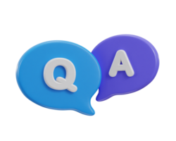 3d speech bubble Q and A icon illustration png