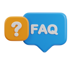 3d Tal bubbla med faq ikon illustration png