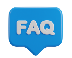 3d speech bubble with FAQ icon illustration png