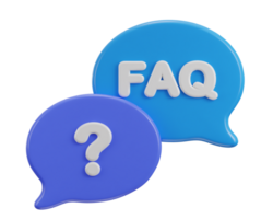 3d speech bubble with FAQ icon illustration png