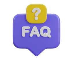 3d Tal bubbla med faq ikon illustration png