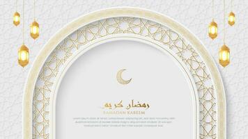 Ramadan Kareem Luxury Islamic background with Arabic pattern and lanterns vector