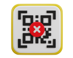 qr code balayage Paiement Erreur qr code 3d icône png