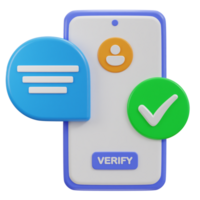 Telefono con utente verificata icona 3d interpretazione png