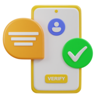 telefon med användare verified ikon 3d tolkning png