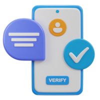 telefon med användare verified ikon 3d tolkning png