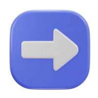 right arrow button icon on 3d rendering illustration png