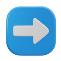 right arrow button icon on 3d rendering illustration png