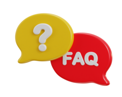 3d Tal bubbla med faq ikon illustration png