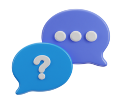 3d speech bubble with FAQ icon illustration png