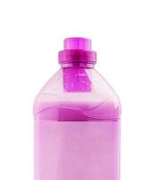 Pink laundry softener in plastic bottle photo