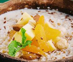 Granola with oatmeal and dried fruit photo