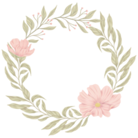 Wreath cosmos and Greenery Leaf color pencil style png