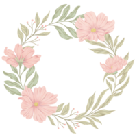 Wreath cosmos and Greenery Leaf color pencil style png