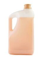 Plastic clean bottle with brown detergent photo