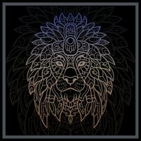 Gradient Colorful Lion head mandala arts isolated on black background. vector