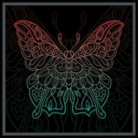 Gradient Colorful Butterfly mandala arts isolated on black background. vector