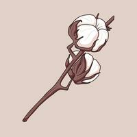 Vector isolated twig with soft cotton ball or bud.