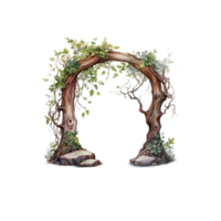 AI generated there is a gate with a tree and flowers Generative Ai png