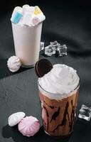 Hot chocolate with marshmallows and meringue photo