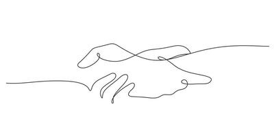 helping hand continuous line drawing minimalist concept vector