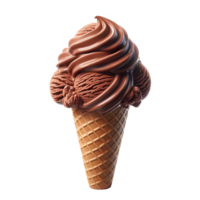 AI generated Closeup of delicious chocolate ice cream cone isolated on transparent background png