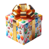 ai généré fermer de coloré décoratif enveloppé Noël, anniversaire cadeau boîte avec ruban isolé sur transparent Contexte png