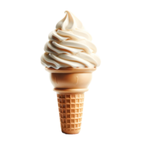 AI generated Closeup of delicious vanilla ice cream cone isolated on transparent background png