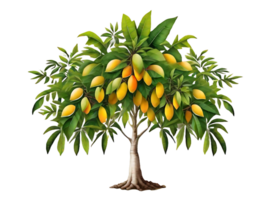 ai generado mango árbol con mango en transparente antecedentes con gratis png