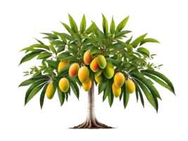 ai generado mango árbol con mango en transparente antecedentes con png