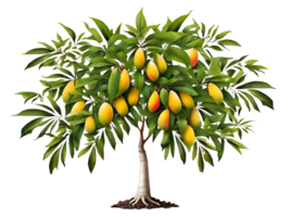 AI generated Mango tree with mango in transparent background with free PNG