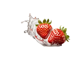 AI generated Falling strawberry seamless pattern. Ripe fruits whole and halves, leaves, isolated clipping path. Juicy flesh. Dessert, summer food. AI Generative png