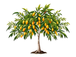 AI generated Mango tree with mango in transparent background with PNG