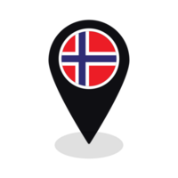 Flag of Norway flag on map pinpoint icon isolated black color png