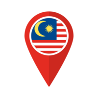 Flag of Malaysia flag on map pinpoint icon isolated red color png