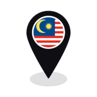 bandiera di Malaysia bandiera su carta geografica Pinpoint icona isolato nero colore png