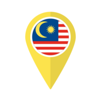 bandiera di Malaysia bandiera su carta geografica Pinpoint icona isolato giallo colore png