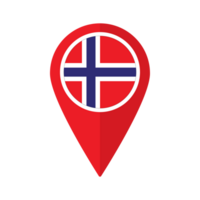 Flag of Norway flag on map pinpoint icon isolated red color png