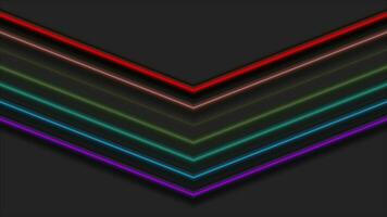 Colorful rainbow neon arrows abstract video animation